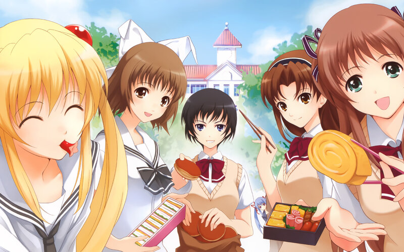 Anime Girls Having Picnic — Blue