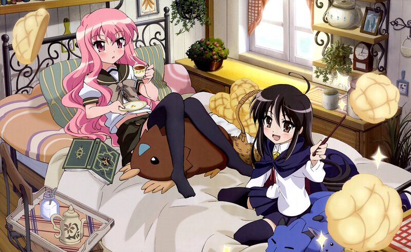 Anime girls having tea in bed