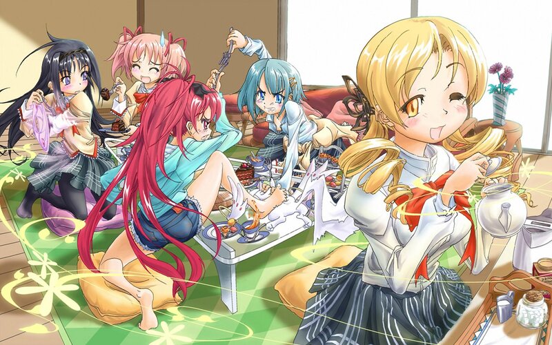 Anime Girls Having Tea Party — Green