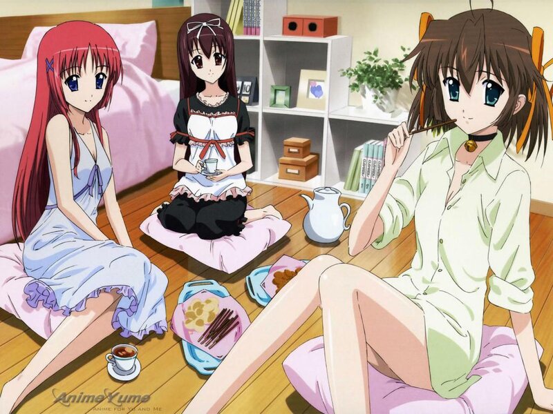 anime girls having tea time