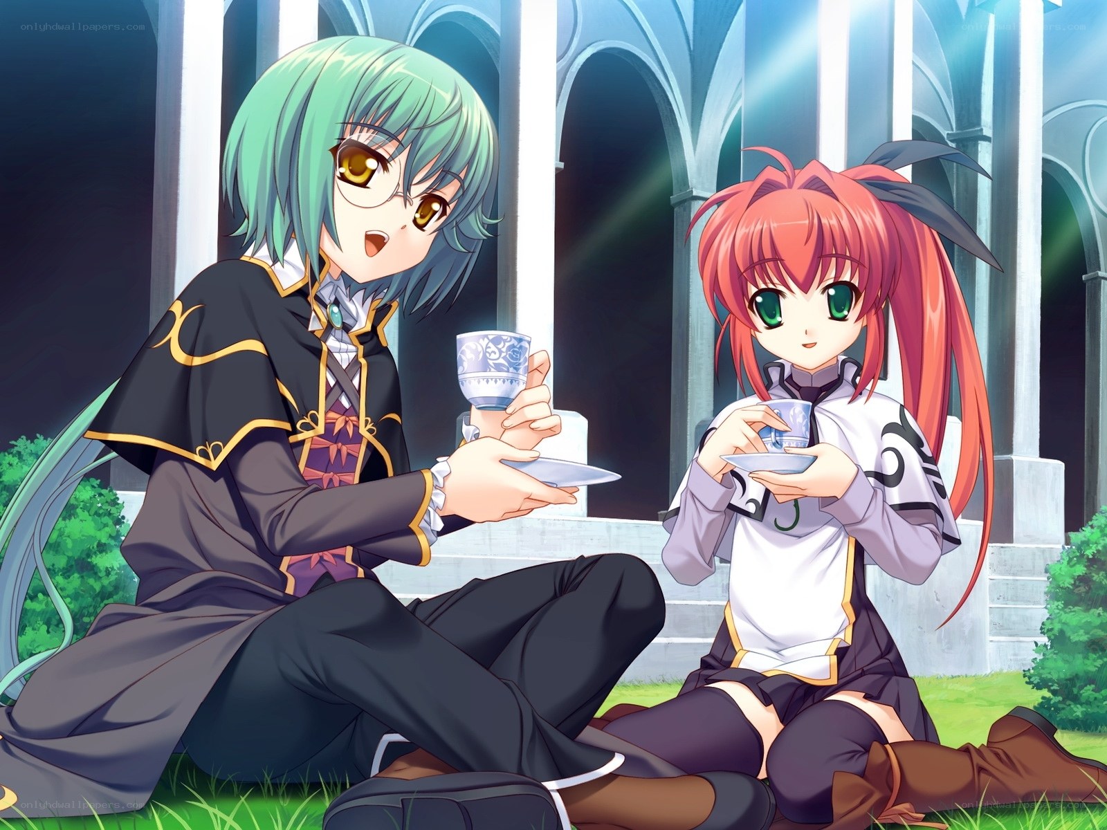 anime girls having tea