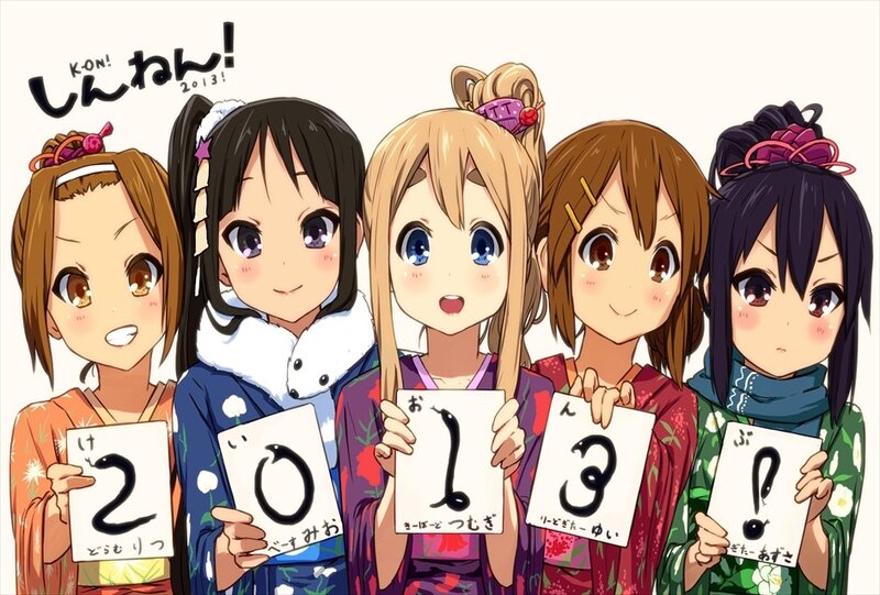 Anime girls holding 2013 signs