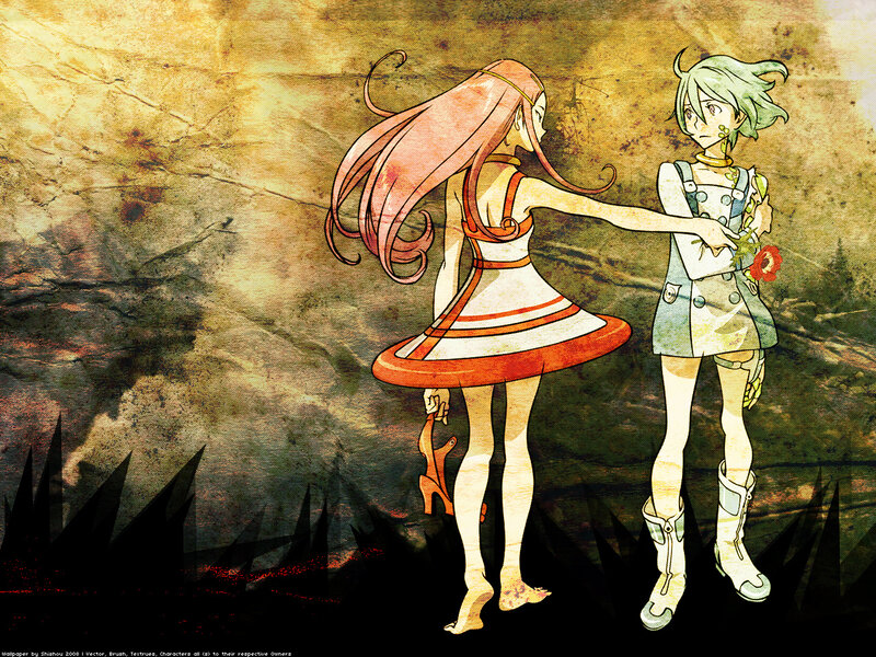anime girls holding hands