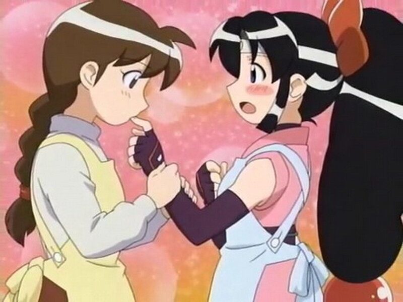 anime girls holding hands