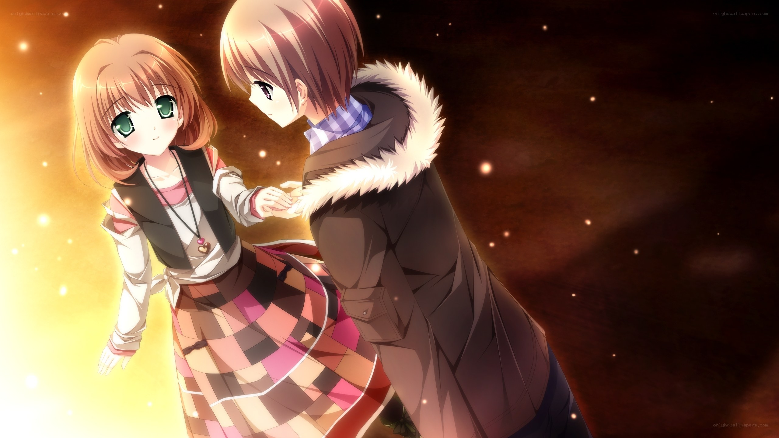 anime girls holding hands