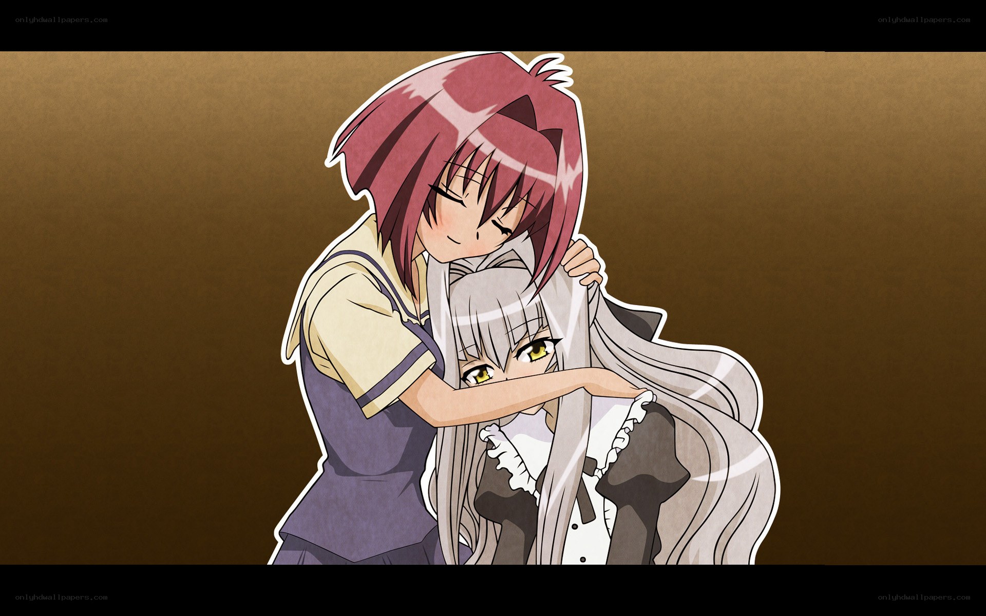 anime girls hugging