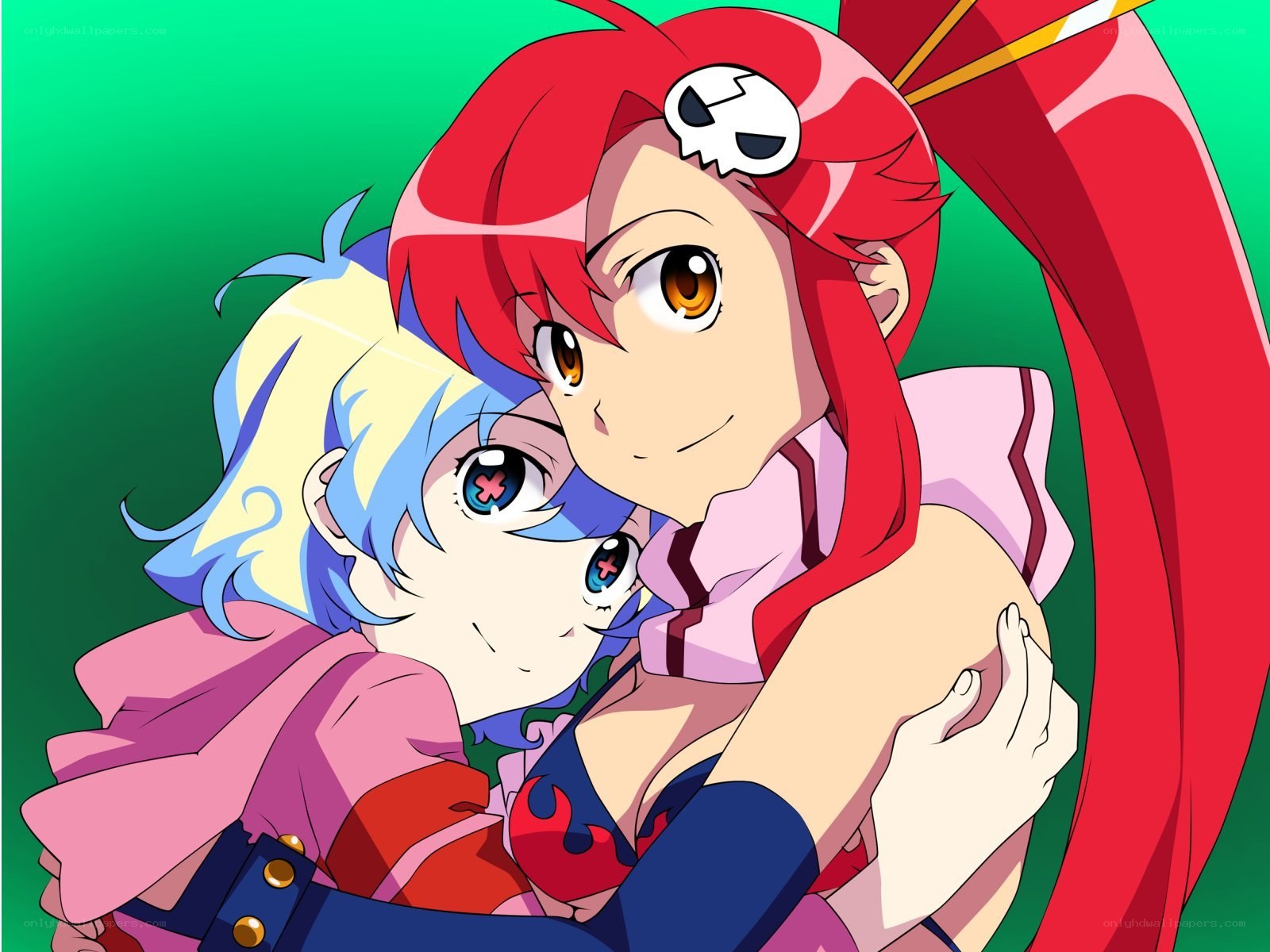 anime girls hugging