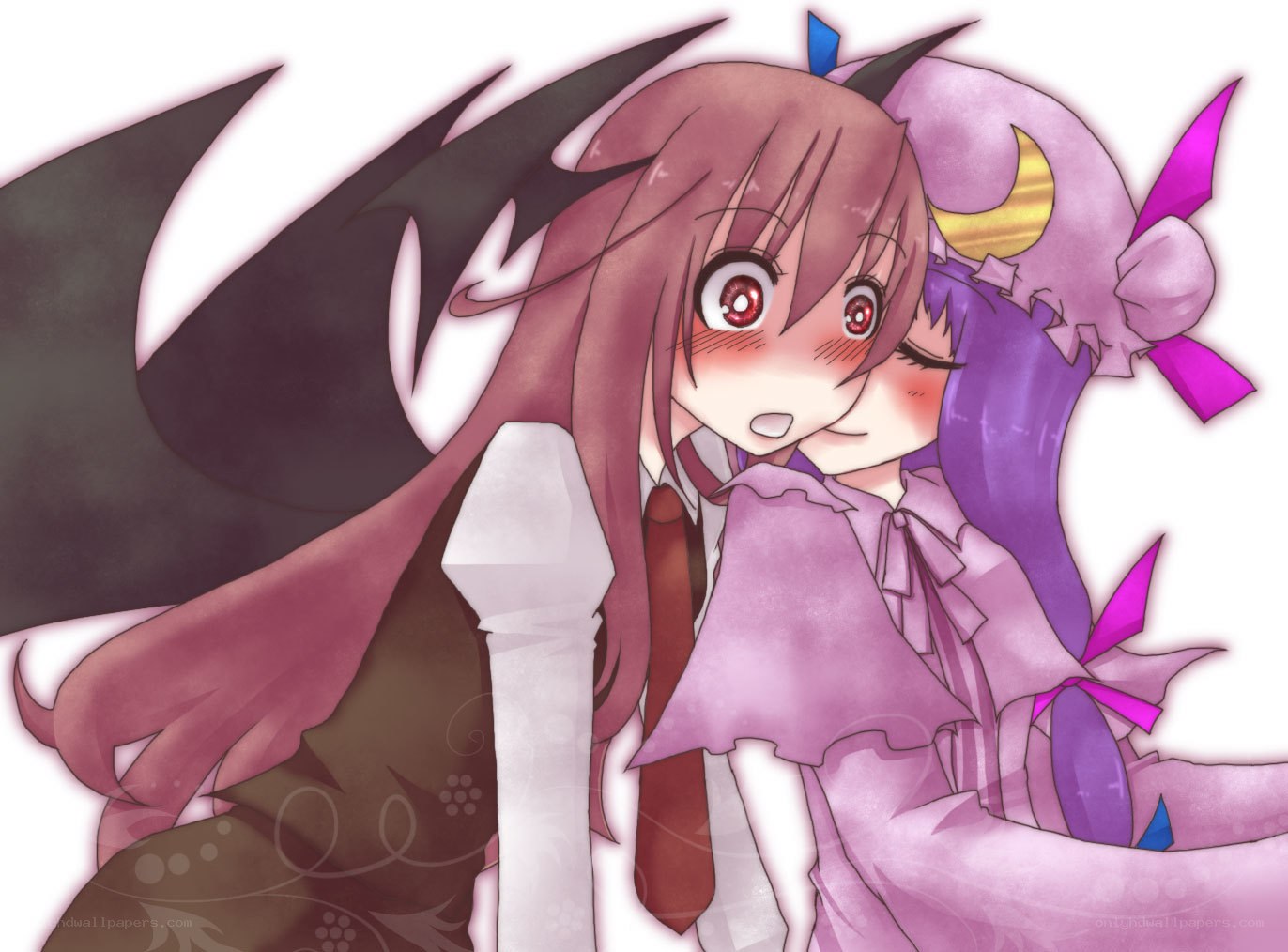 anime girls hugging