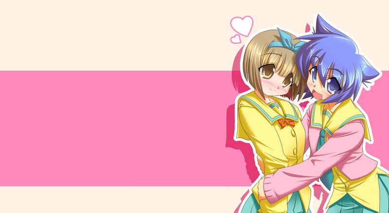 anime girls hugging
