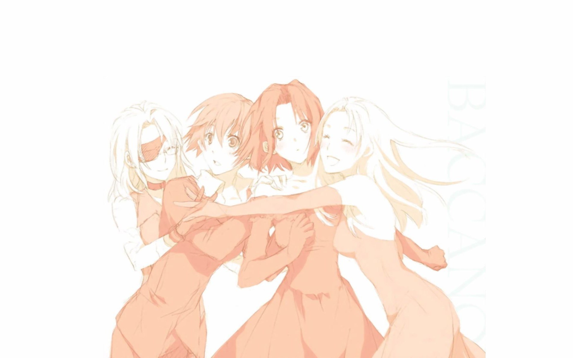 anime girls hugging