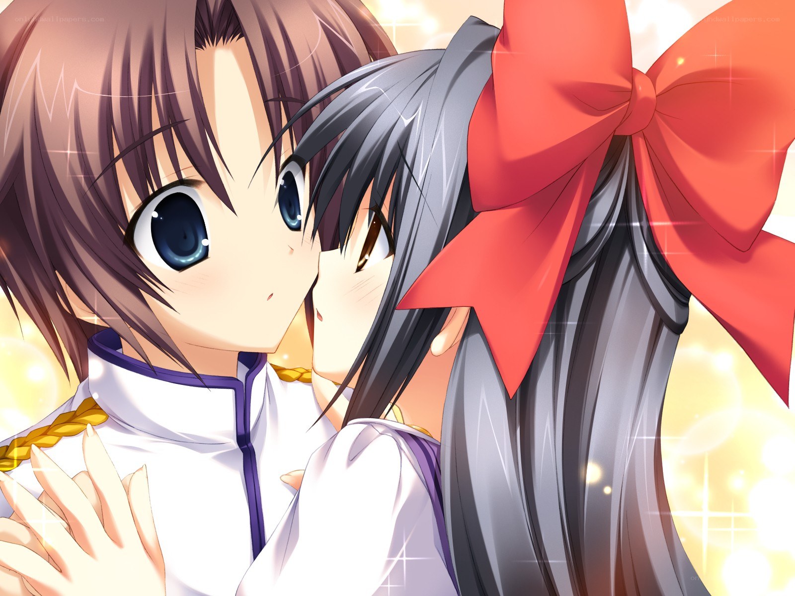anime girls hugging