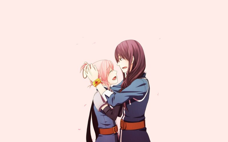 anime girls hugging