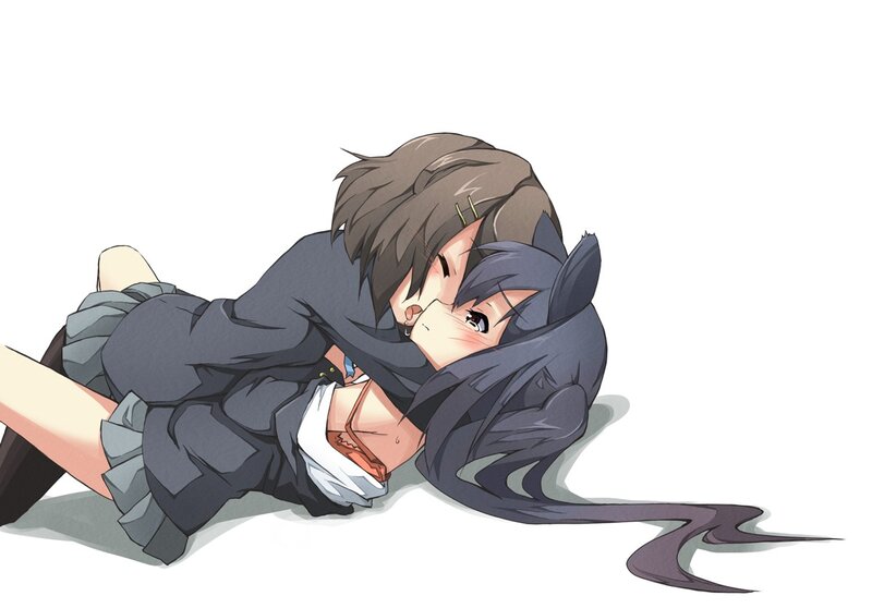anime girls hugging