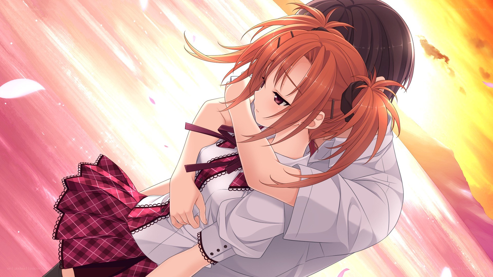 anime girls hugging