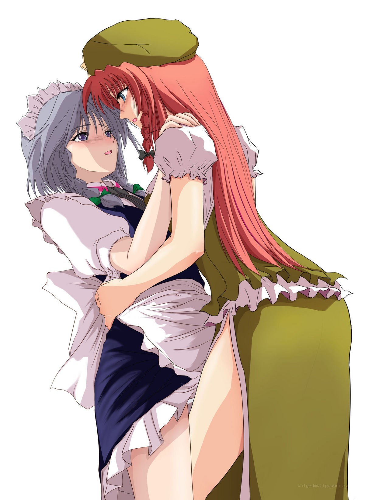 anime girls hugging