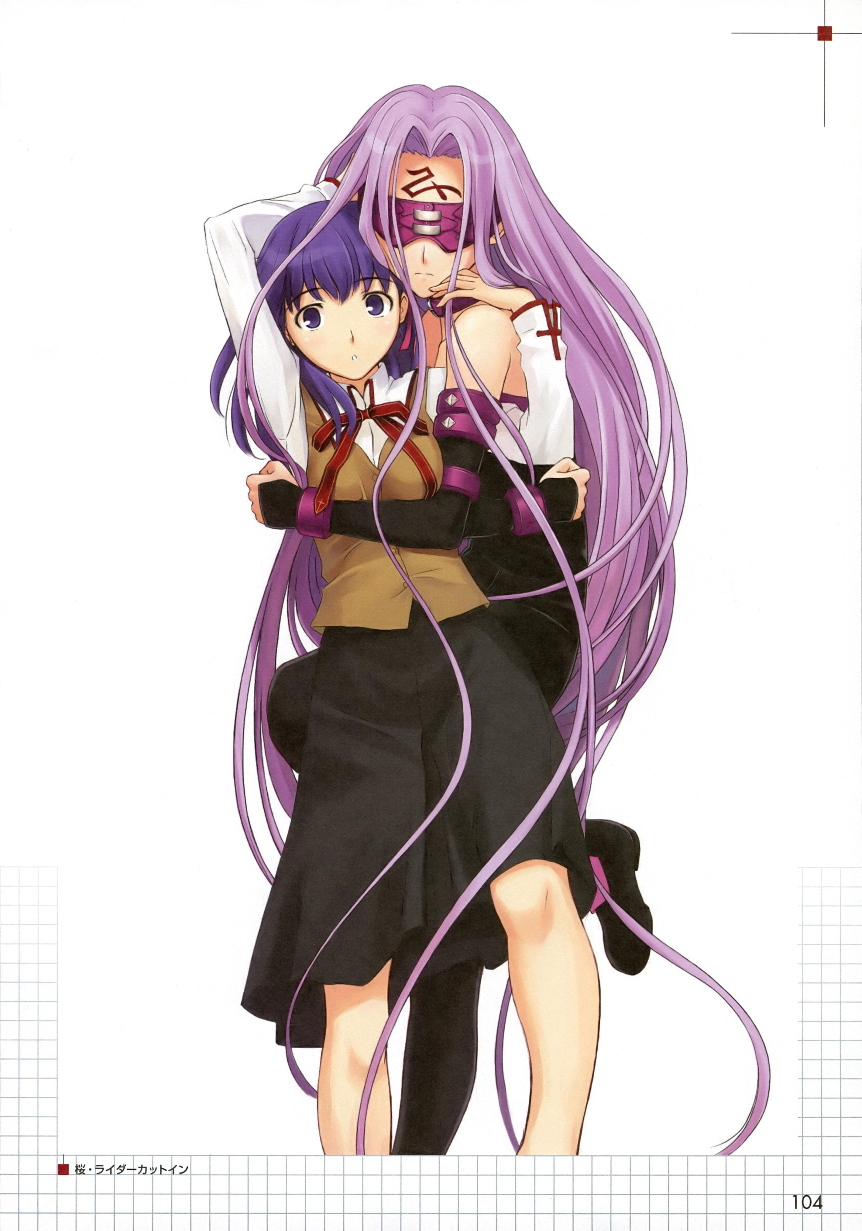 Anime girls hugging