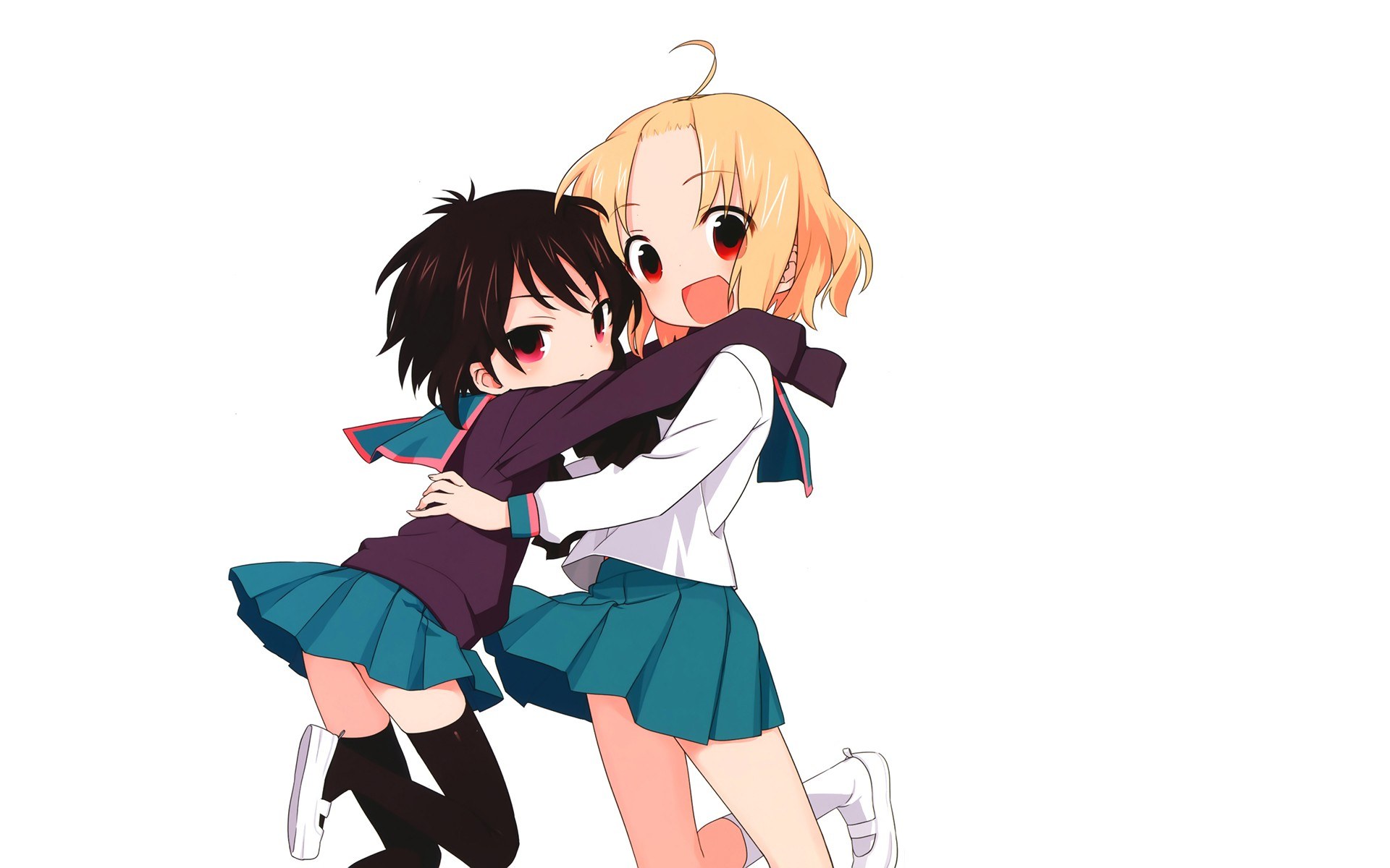 anime girls hugging