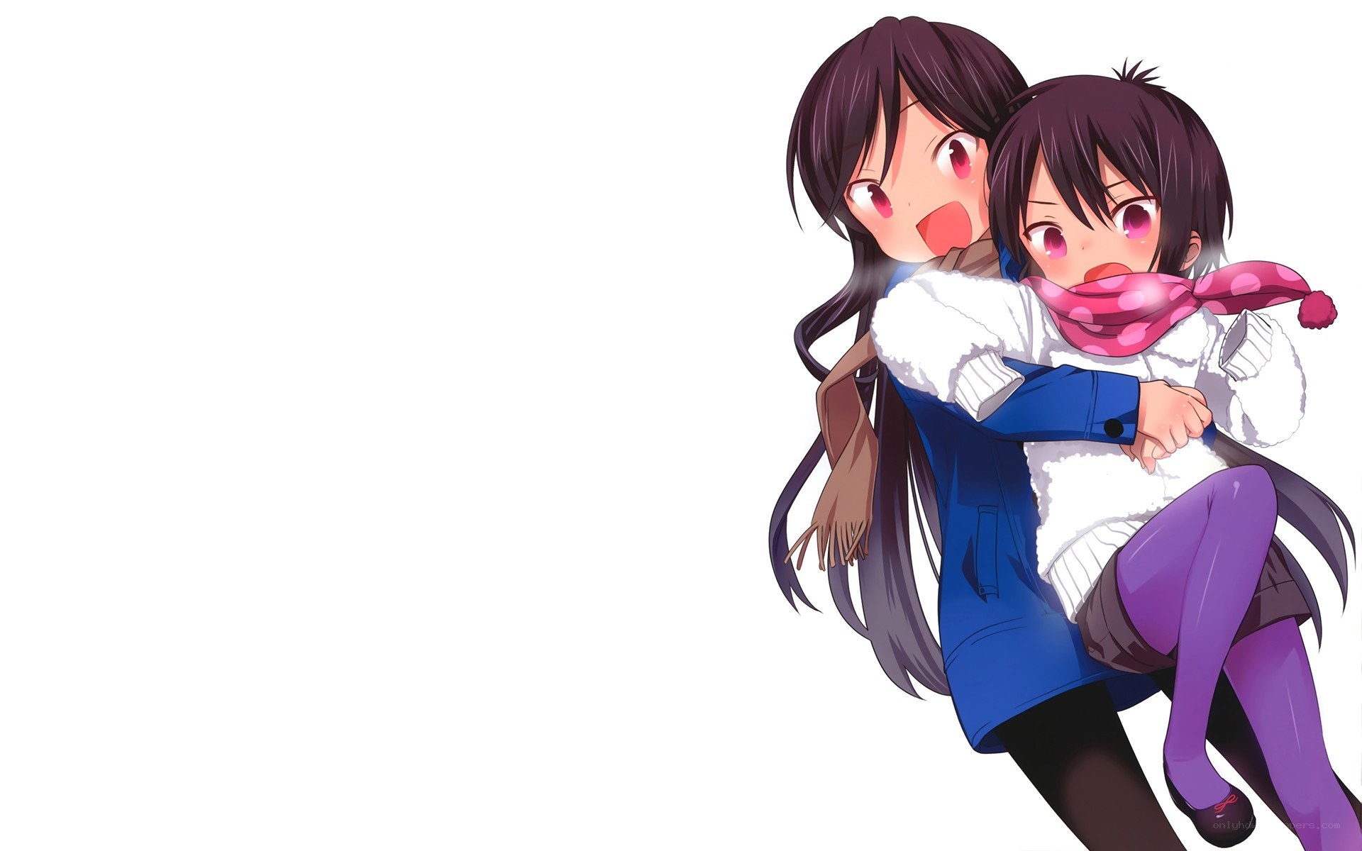 anime girls hugging