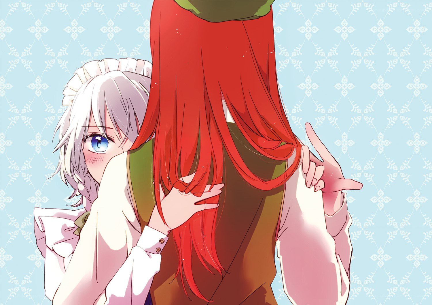Anime girls hugging