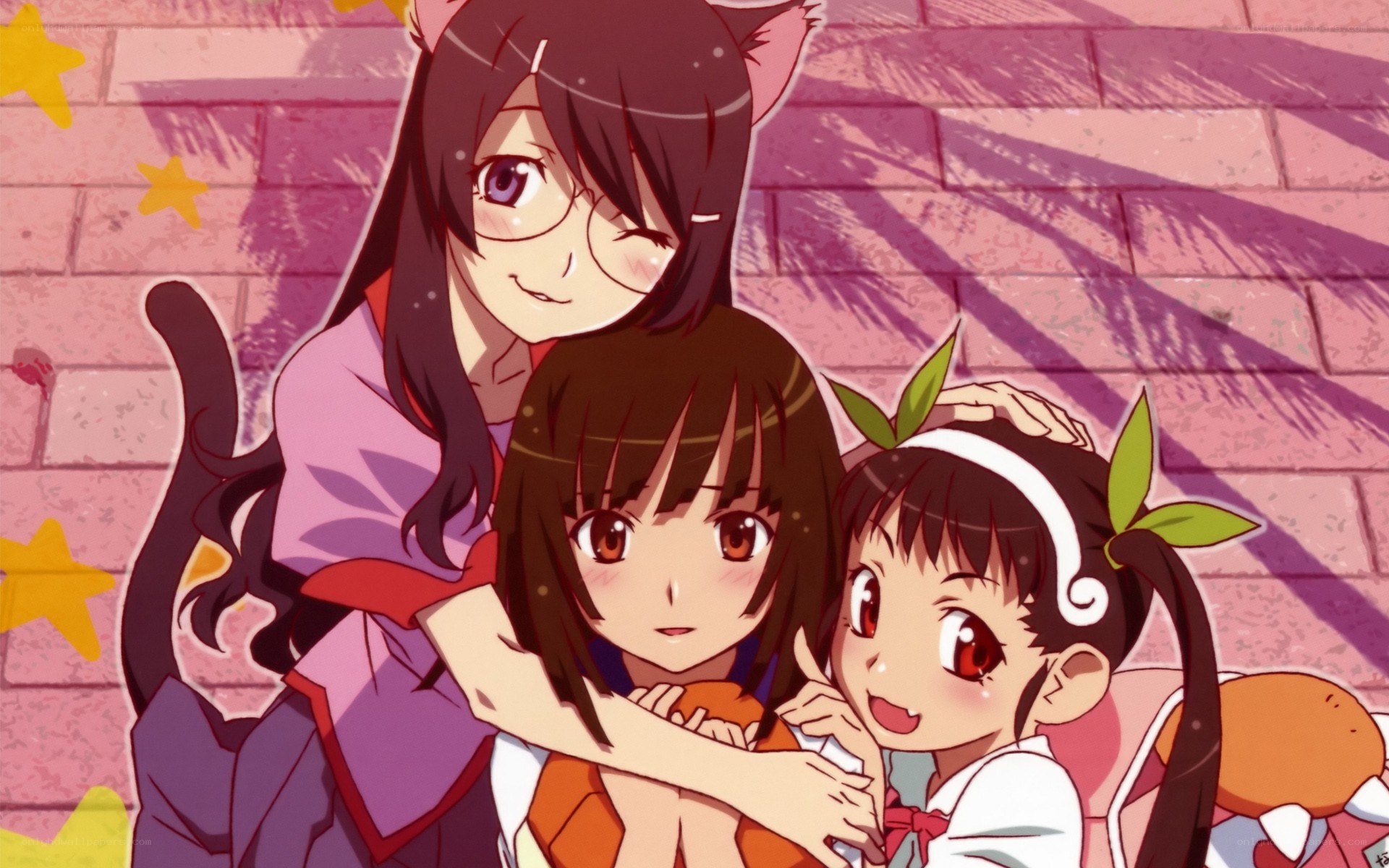 anime girls hugging