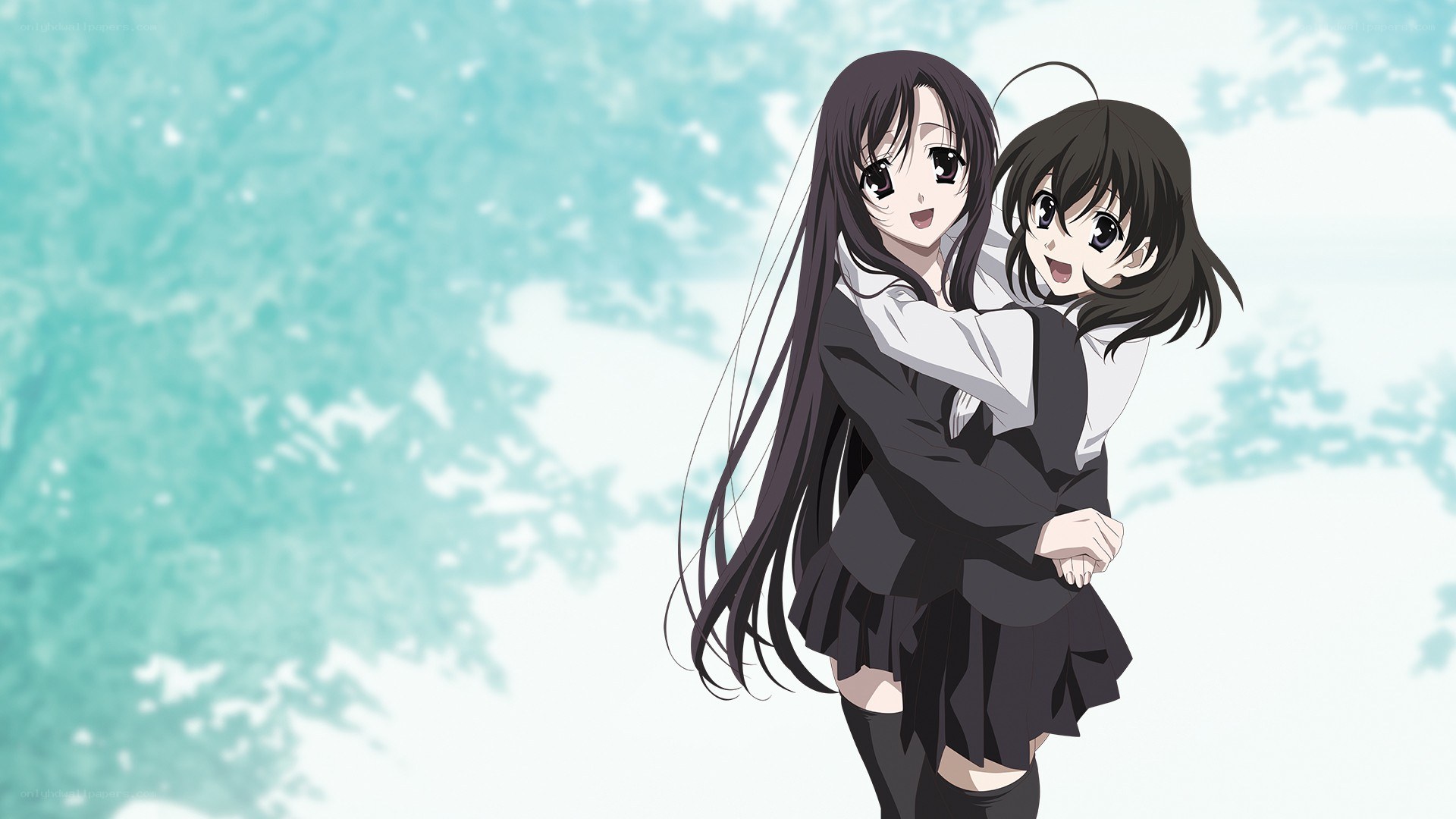 anime girls hugging