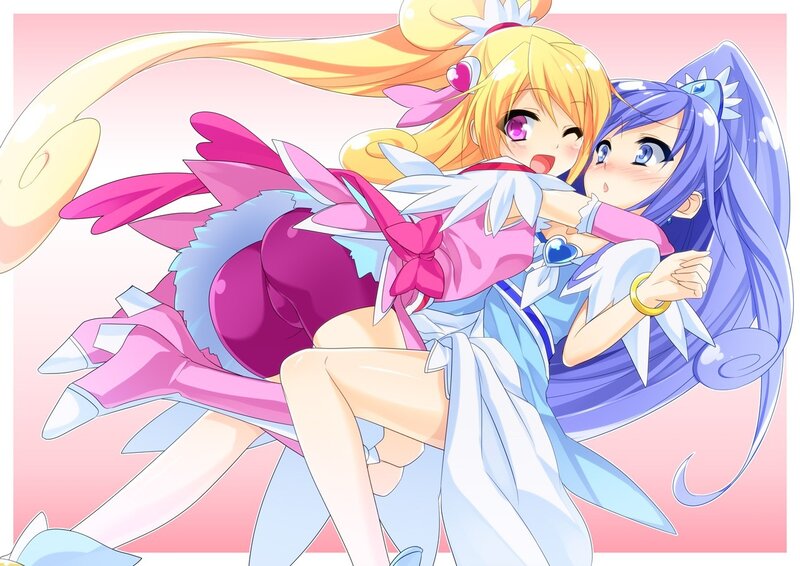 anime girls hugging