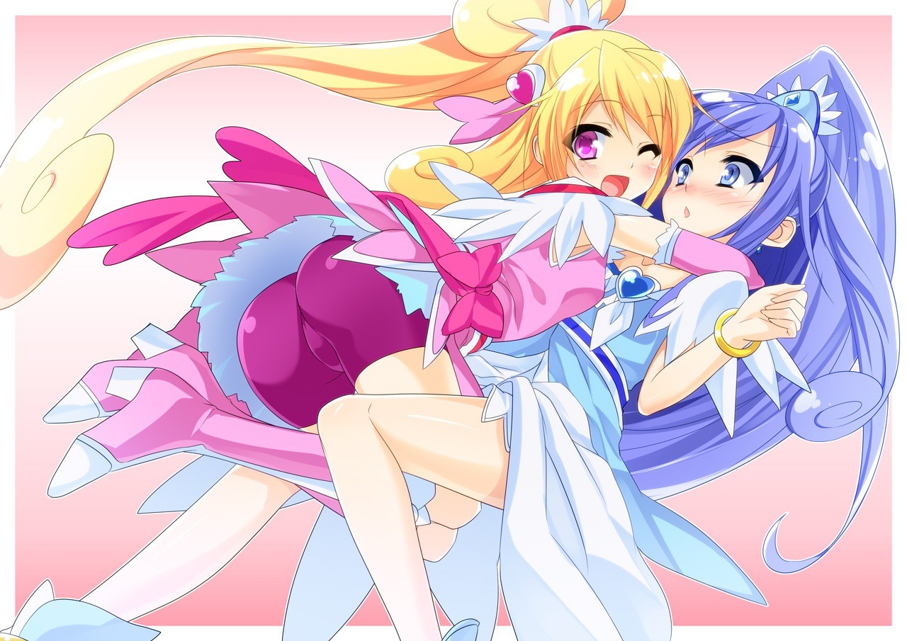 anime girls hugging