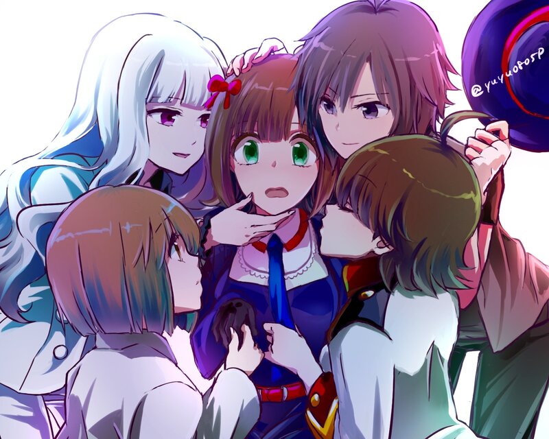 anime girls hugging