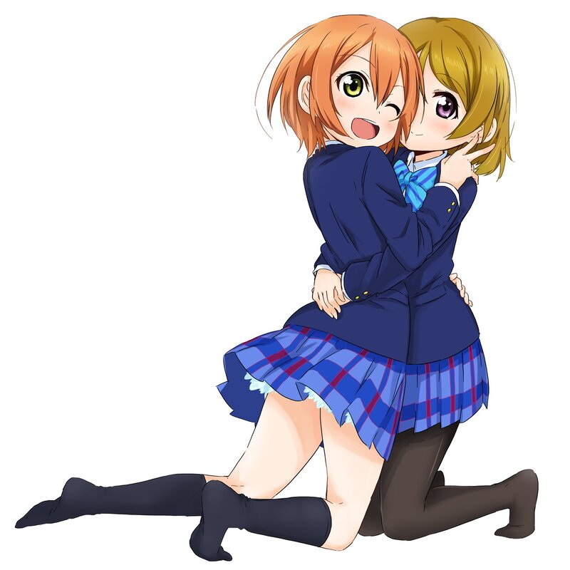 anime girls hugging