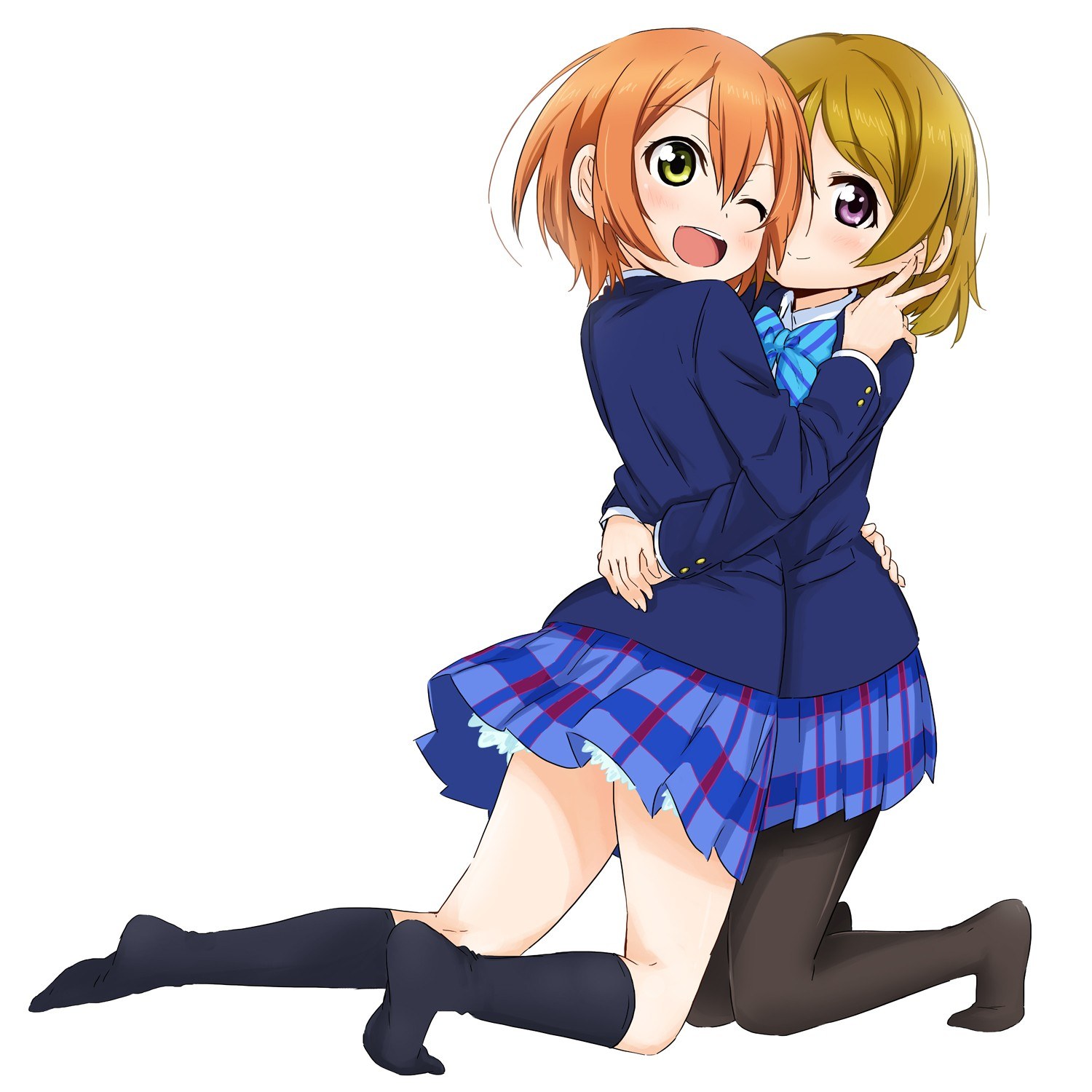 anime girls hugging