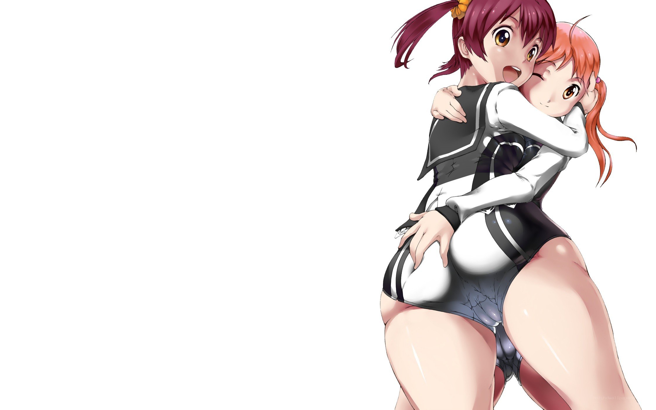 anime girls hugging