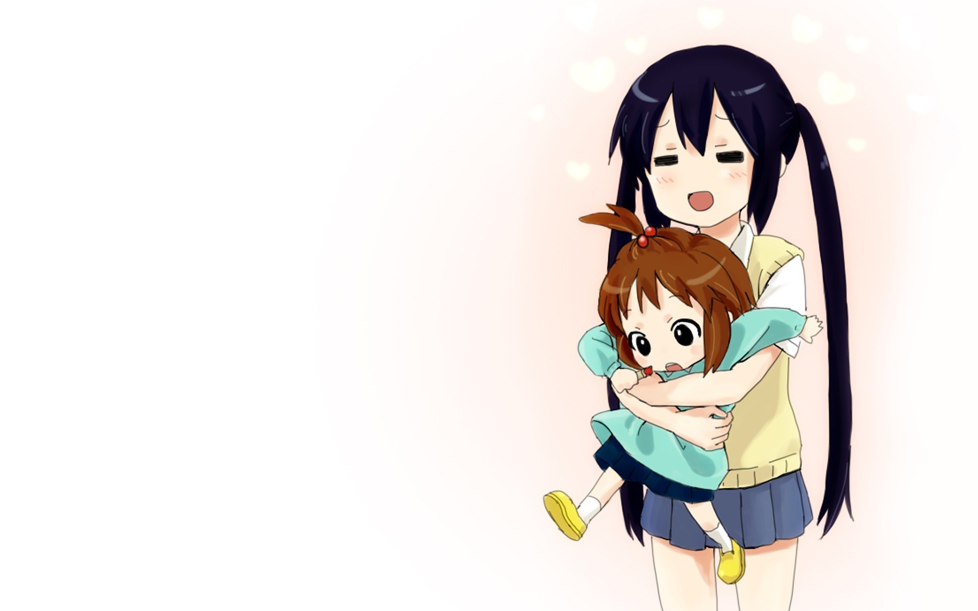 Anime girls hugging