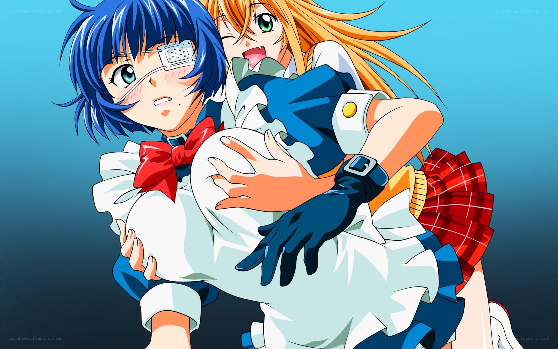 anime girls hugging