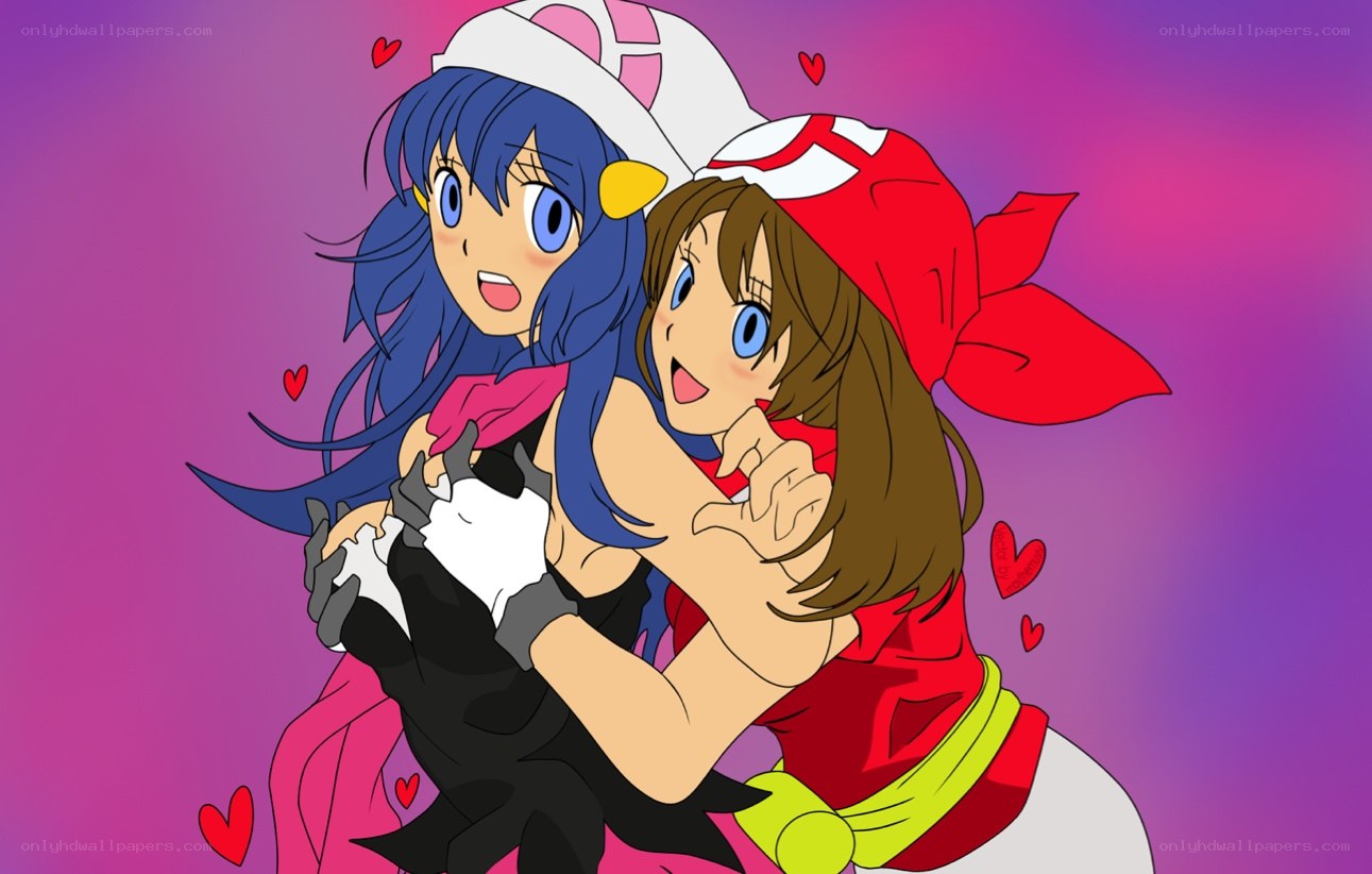 anime girls hugging