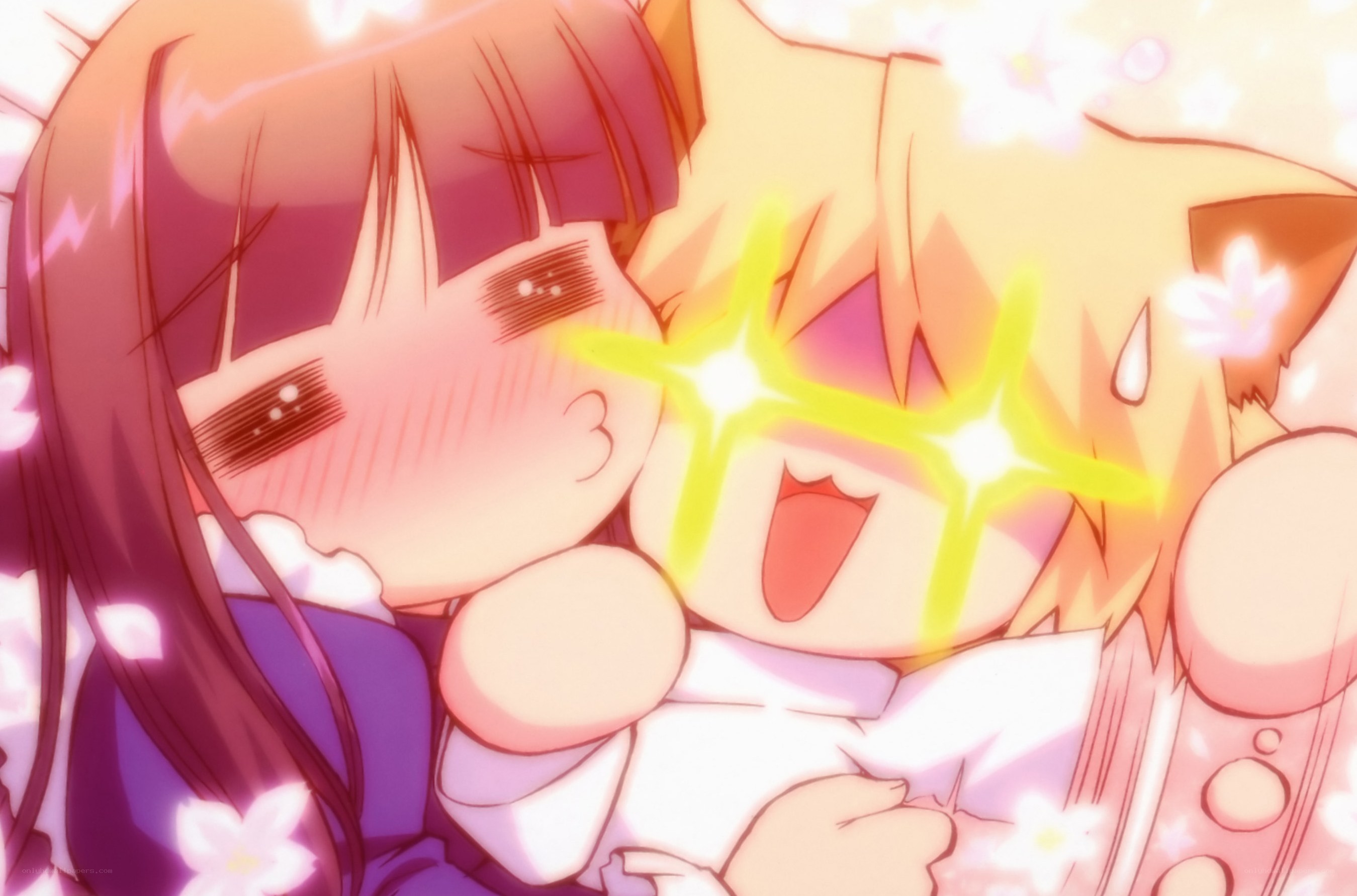 anime girls hugging