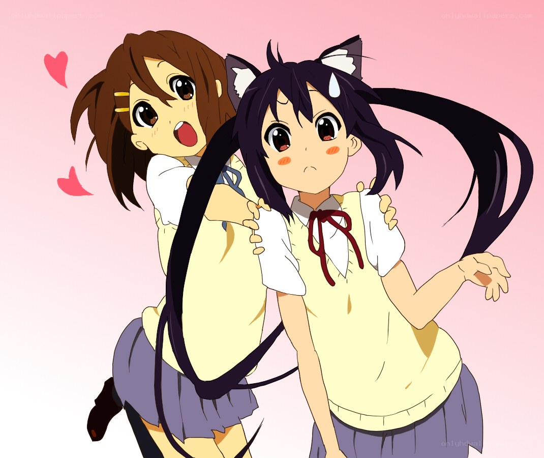 anime girls hugging