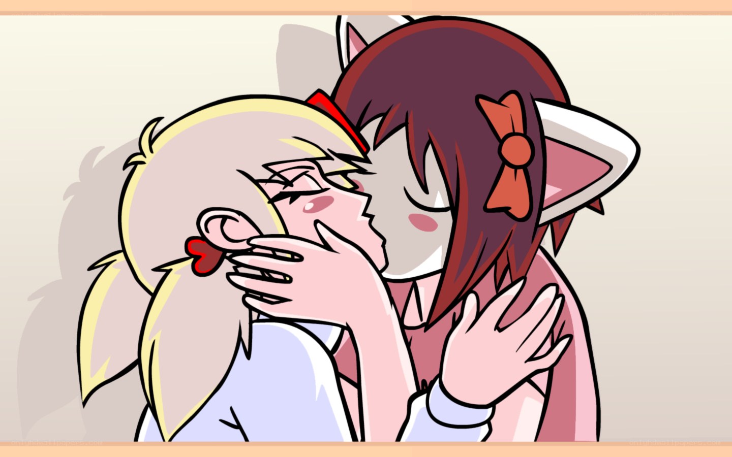 anime girls hugging