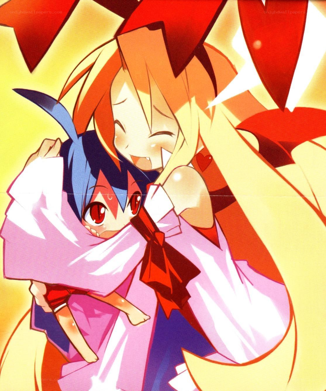 anime girls hugging