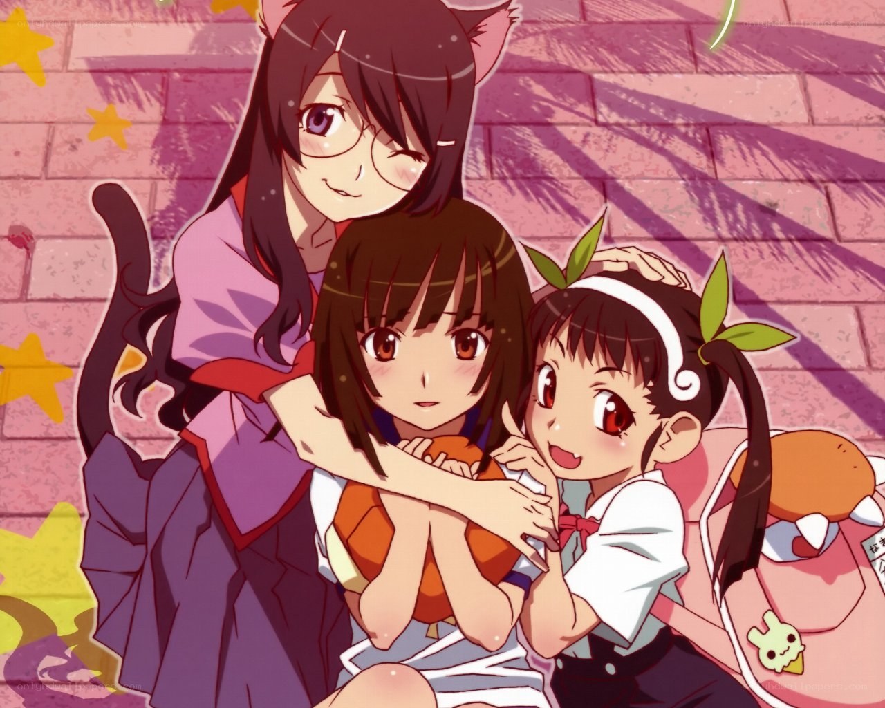 anime girls hugging