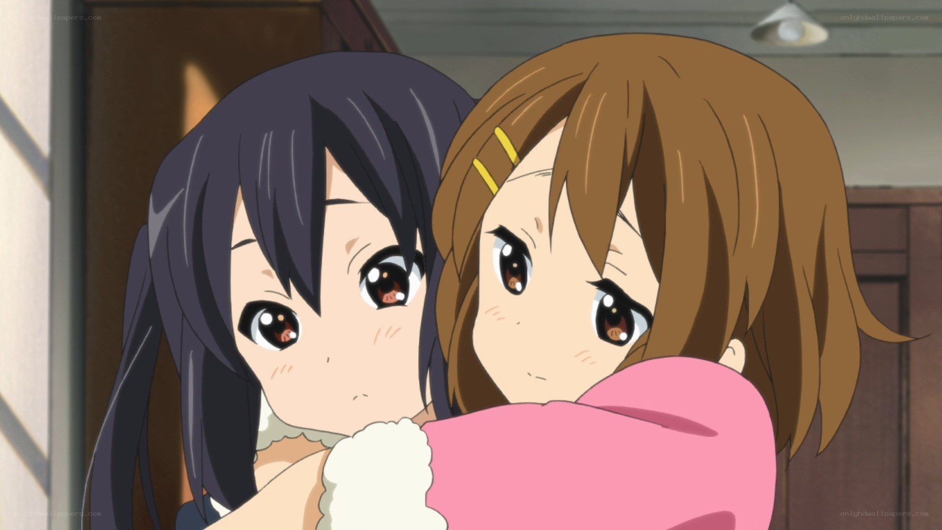 anime girls hugging