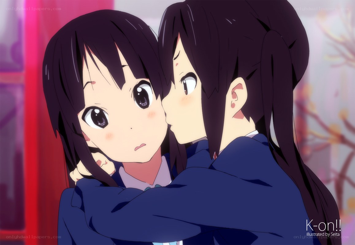 anime girls hugging