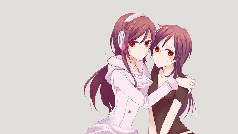 anime girls hugging