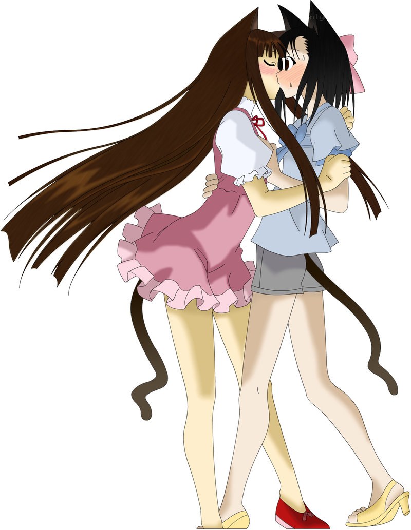 anime girls hugging