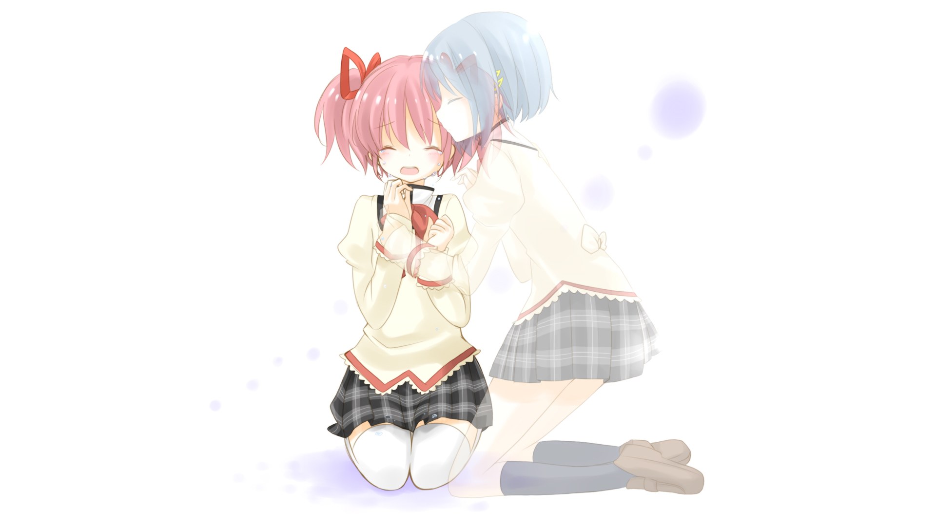 anime girls hugging