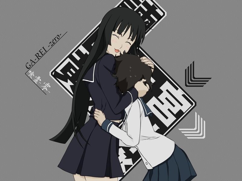 anime girls hugging