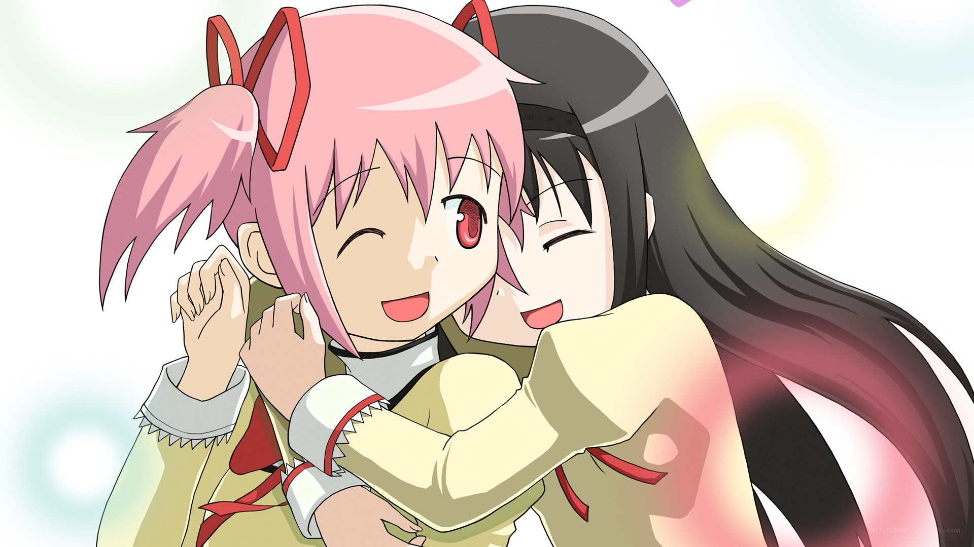 anime girls hugging