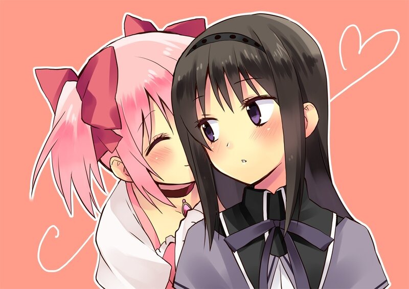 anime girls hugging