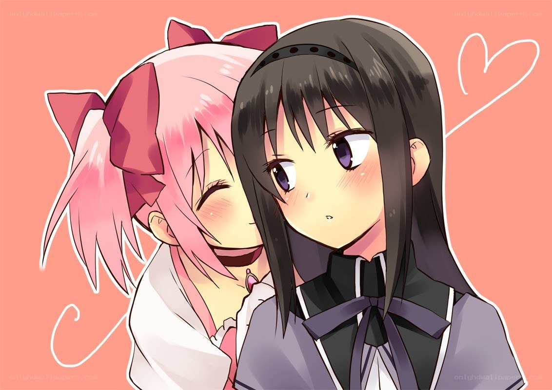 anime girls hugging