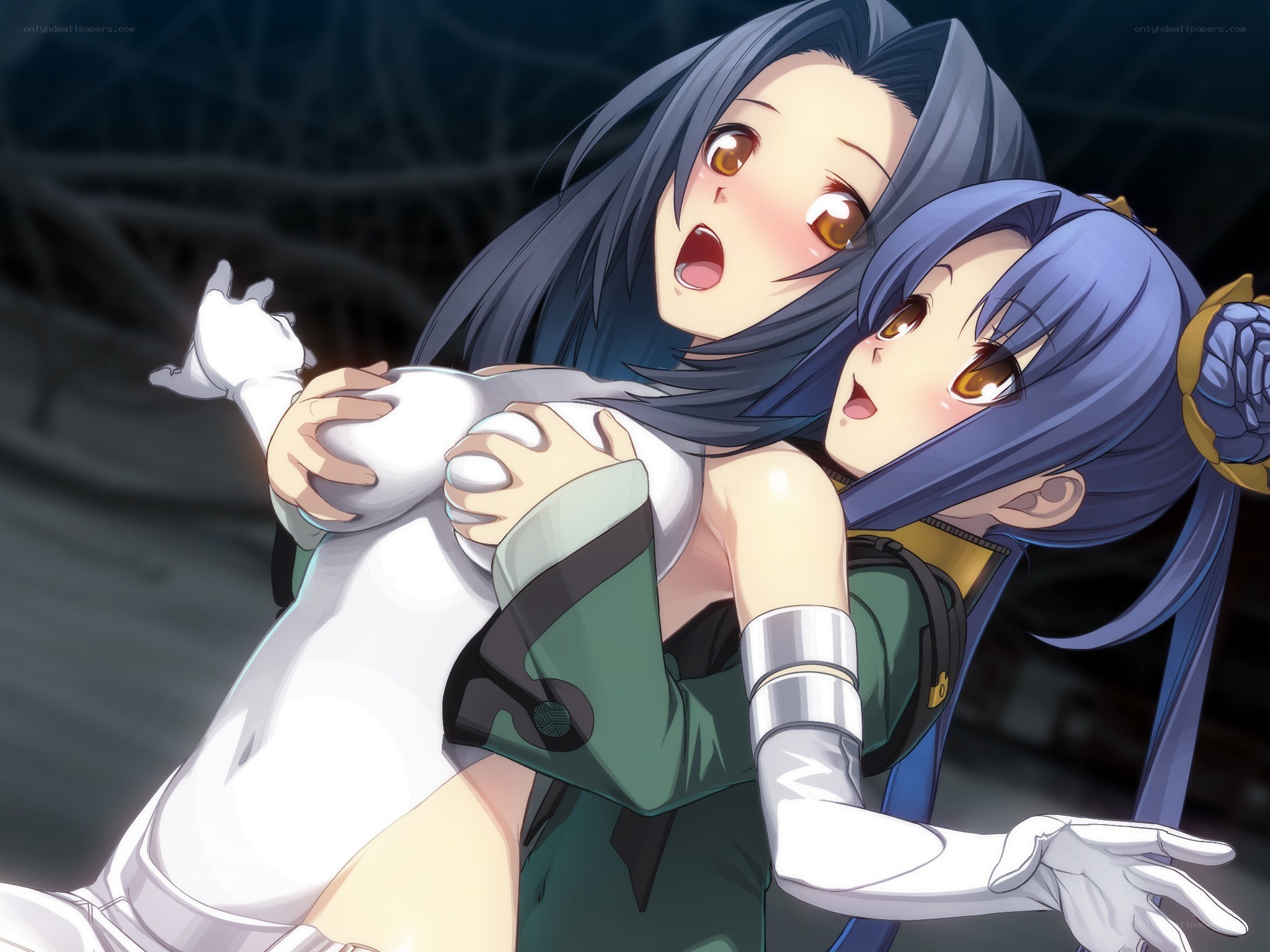 anime girls hugging