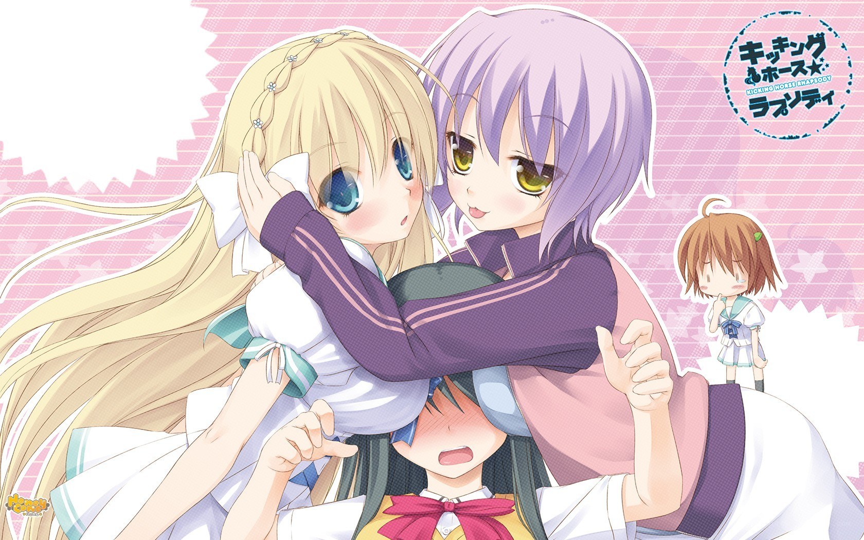 anime girls hugging